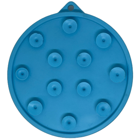Turtle Mini Suction Lick Mat — Reverse of the Blue Turtle Mini mat, showing its suction cups.