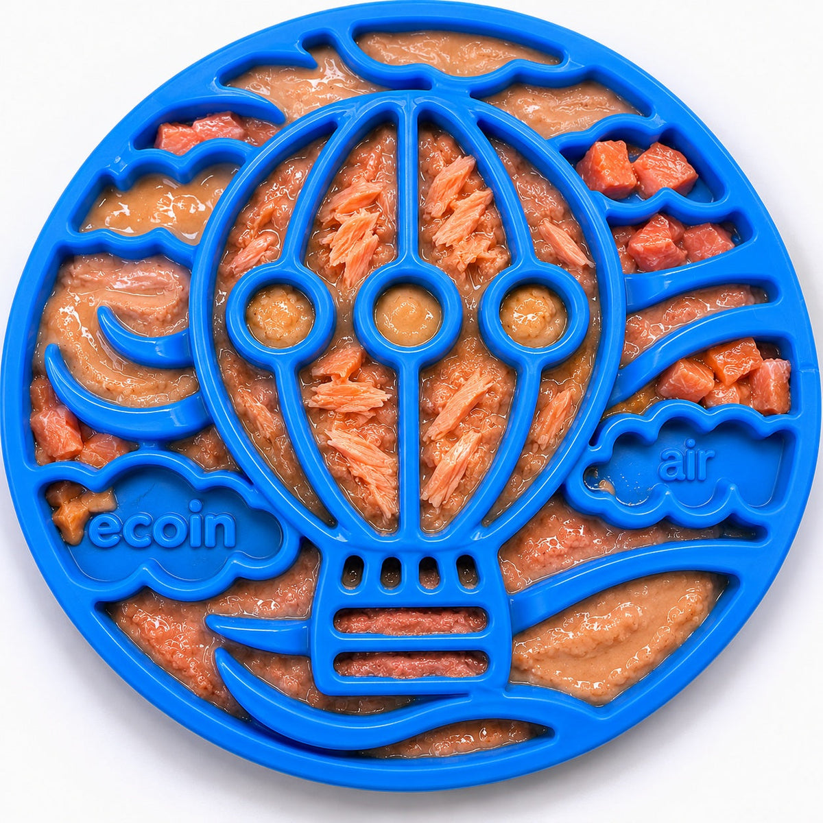 Air Nylon Lick Coin — Blue Air coin shown with a filling; food is not included.