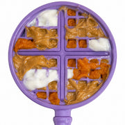 Handheld Lick & Training Stick — Pastel Purple Waffle training stick shown with food; one stick is included.