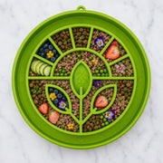 Garden Feeding Tray — Green Garden tray shown with a serving; food is not included.