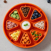 Citrus Soft Feeding Tray — Orange Citrus tray shown with a serving; food is not included.