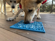 Jigsaw Lick Mat — Blue Jigsaw mat shown in use; food is not included.